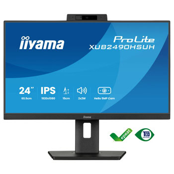Монитор IIYAMA XUB2490HSUH-B2, 23.8" (60.45 cm) IPS панел, Full HD, 4ms, 80 000 000:1, 250 cd/m2, DisplayPort, HDMI, VGA, USB, Webcam | JAR Computers IIYAMA XUB2490HSUH-B2