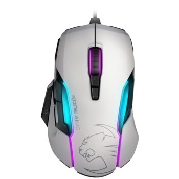 Мишка ROCCAT Kone Aimo, оптична (12000 dpi), USB, бял, подсветка с различни цветове, ергономичен дизайн | JAR Computers ROCCAT Kone Aimo