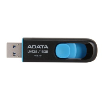 Памет 16GB USB Flash Drive, A-Data UV128, USB 3.0, черно/синя | JAR Computers A-Data UV128 16GB