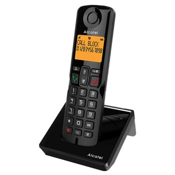 Безжичен DECT телефон Alcatel S280 EWE, 2" (5.08cm) монохромен дисплей, 1 линия, импулсно набиране на номера, адресна памет за 50 номера, функция "свободни ръце", черен | JAR Computers Безжичен DECT телефон Alcatel S280 EWE черен