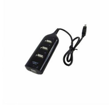 USB Хъб 4 PORT mod CQT-H002 Black, от USB 2.0(м) към 4x USB 2.0(ж), черен | JAR Computers 4 PORT mod.CQT-H002 Black ROY21012126
