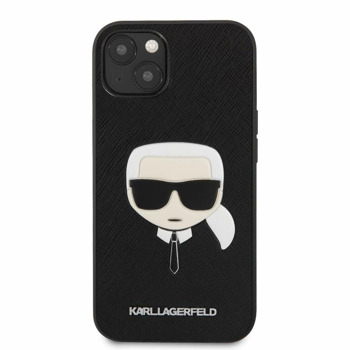 Saffiano Karl Head Leather за iPhone 13 черен