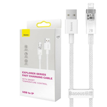 Кабел Baseus Explorer CATS010102, от USB-A(м) към Lightning(м), 2m, бял | JAR Computers Baseus Explorer CATS010102