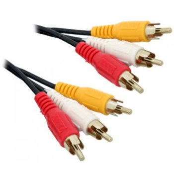 Видео кабел DeTech, 3x RCA Chinch(м) към 3x RCA Chinch(м), 3м, черен | JAR Computers DeTech 3x RCA Chinch(м) към 3x RCA Chinch(м) 3m