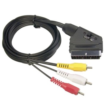 Кабел 08041391, от SCART(м) към 3x RCA(м), черен | JAR Computers Кабел SCART - 3 чинча 08041391