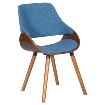 Трапезен стол Carmen 9973, до 120кг. макс. тегло, орех, дамаска/дърво, дървена база, син image