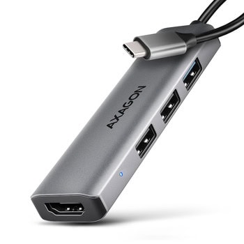 Докинг станция AXAGON HMC-H3A, от USB-C към 3x USB-A, 1x HDMI, сива | JAR Computers AXAGON HMC-H3A
