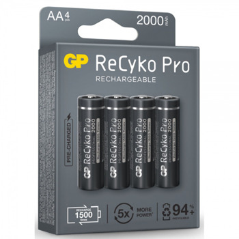 Акумулаторна батерия GP RECYKO + PRO, AA, 1.2V, 2100mAh, NiMH, 4бр. | JAR Computers GP RECYKO + PRO 210AAHCB-EB4