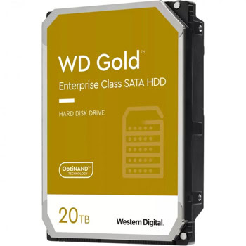 Твърд диск 20TB WD Gold Enterprise, SATA 6GB/s, 7200 rpm, 512MB, 3.5" (8.89 cm) | JAR Computers Western Digital 20TB Gold SATA III WD202KRYZ