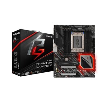 Дънна платка ASRock X399 Phantom Gaming 6, X399, TR4, DDR4, PCI-E, (CFx&Sli), 8x SATA 6Gb/s, 3x Ultra M.2, USB 3.1 Type C Gen2, ATX | JAR Computers ASRock X399 Phantom Gaming 6