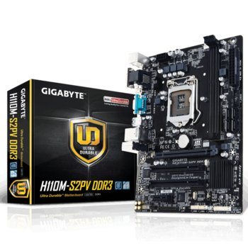 Дънна платка Gigabyte GA-H110M-S2PV DDR3, H110, LGA1151, DDR3, PCI-E (DVI&VGA), 4x SATA 6Gb/s, 2x USB 3.0, microATX | JAR Computers Gigabyte GA-H110M-S2PV DDR3