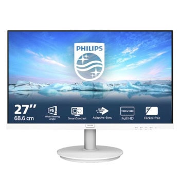 Монитор Philips 271V8AW/00, 27" (68.58cm) IPS панел, 75Hz, Full HD, 4ms, Mega Infinity DCR, 250cd/m2, HDMI, VGA | JAR Computers Philips 271V8AW/00