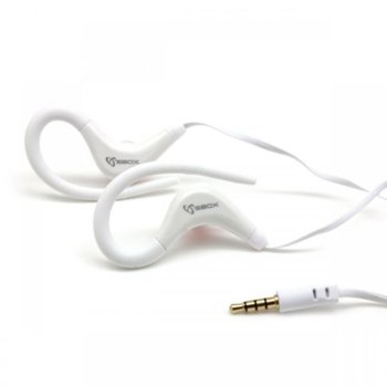 Слушалки SBOX EP-338W, микрофон, 3.5mm жак, спортни, 32 Ohm импеданс, 116 ± 3dB чувствителност, бели | JAR Computers SBOX EP-338W Спортни слушалки с микрофон Бели