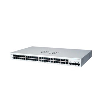 Суич Cisco CBS220 CBS220-48P-4G-EU, 1000Mbps, 52 порта, 48x 10/100/1000 Mbps, 4x Gigabit SFP | JAR Computers Cisco CBS220 Smart 48-port GE, PoE, 4x1G SFP