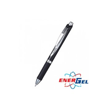 Автоматичен ролер Pentel Energel BLP77, черен цвят на писане, дебелина на линията 0.7 mm, гел, черен, цената е за 1бр. (продава се в опаковка от 12бр.) | JAR Computers Pentel Energel BLP77