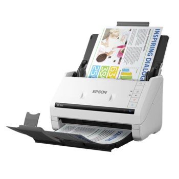 Скенер Epson WorkForce DS-530, 300 dpi, A4, двустранно сканиране, ADF, LAN, USB 3.0, бял | JAR Computers Epson WorkForce DS-530 B11B226401