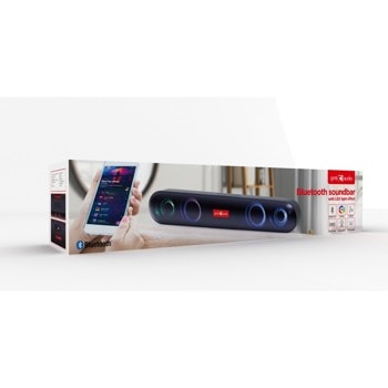 Тонколона Gembird SPKBT-BAR400L, 2.0, 10W (2x5W), Bluetooth/microSD/AUX, черен, преносима, микрофон, LED ефекти | JAR Computers Тонколона Gembird SPKBT-BAR400L Bluetooth