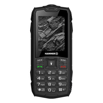 Смартфон myPhone HAMMER Rock (черен), поддържа 2 sim карти, 2.4" (6.10 cm) TFT дисплей MediaTek 6261, 32MB RAM, 32MB Flash памет (+microSD слот), 0.3 MPix камера, 234 g | JAR Computers myPhone HAMMER Rock
