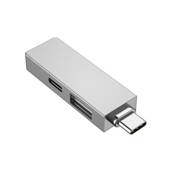 USB хъб WiWu T02 Pro, 3 порта, от USB Type-C към 1x USB 3.0 Type-A, 1x USB 2.0 Type-A, 1x USB Type-C, сив | JAR Computers USB хъб WiWu T02 Pro 17755
