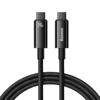 Кабел Baseus Tungsten Gold (CAWJ040101), от USB C(м) към USB C(м), 2m, 240W, черен | JAR Computers Baseus Tungsten Gold CAWJ040101
