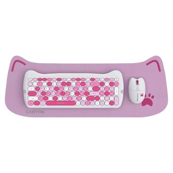 Комплект клавиатура, мишка и пад Canyon HSET-W6 Kitty Edition, безжични, 1600dpi, USB, бели | JAR Computers Canyon HSET-W6 Kitty Edition CNS-HSETW6PK
