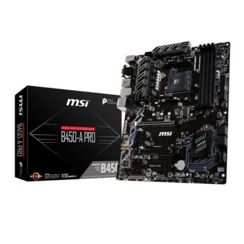 Дънна платка MSI B450-A PRO, B450, АМ4, DDR4, PCI-E, (VGA&HDMI&DVI-D), (CF), 6x SATA 6Gb/s, 1x M.2 socket, 2x USB 3.1 Gen2, ATX | JAR Computers MSI B450-A PRO