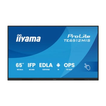 Интерактивен дисплей IIYAMA TE6512MIS-B4AG, 65" (165.1 cm) 4K/UHD VA сензорен дисплей, DisplayPort, HDMI, VGA, USB, USB-C, RS232, Wi-Fi, Bluetooth, LAN | JAR Computers IIYAMA TE6512MIS-B4AG