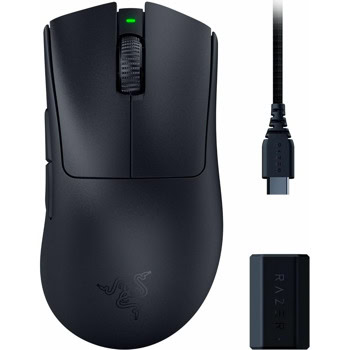 Мишка Razer DeathAdder V3 Pro + Wireless Dongle (RZ01-04630300-R3WL), оптична (30 000dpi), безжична, Bluetooth, 6 програмируеми бутона, до 90 часа живот на батерията, черна | JAR Computers Razer DeathAdder V3 Pro + Wireless Dongle