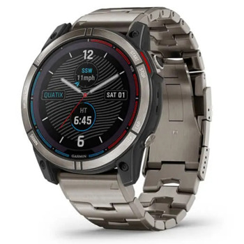 Смарт часовник Garmin quatix® 7X Solar 010-02541-61, 1.4" (3.55 cm) трансфлективен MIP дисплей, Bluetooth, Wi-Fi, ANT+, 32GB вградена памет, 10 ATM водоустойчив, LED фенерче, до 16 часа време на работа, титаниев | JAR Computers Garmin quatix 7X - Solar Edition 010-02541-61