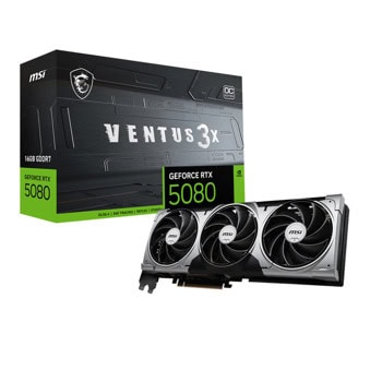 Видео карта Nvidia GF RTX 5080, 16GB, MSI Ventus 3X OC, PCI-E 5.0, GDDR7, 256-bit, DisplayPort, HDMI | JAR Computers MSI GeForce RTX 5080 16G Ventus 3X OC