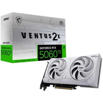 Видео карта Nvidia GF RTX 5060 Ti, 8GB, MSI VENTUS 2X WHITE PLUS, OC, PCI-E 5.0, GDDR7, 128-bit, DisplayPort, HDMI | JAR Computers MSI GF RTX 5060 Ti 8GB VENTUS 2X OC WHITE PLUS