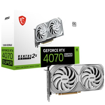 Видео карта Nvidia GF RTX 4070 Super, 12GB, MSI Ventus 2X White OC, PCI-E 4.0, GDDR6X, 192-bit, DisplayPort, HDMI | JAR Computers MSI GF RTX 4070 SUPER 12G VENTUS 2X WHITE OC