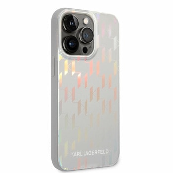 Iridescent Monogram за iPhone 14 Pro сребрист