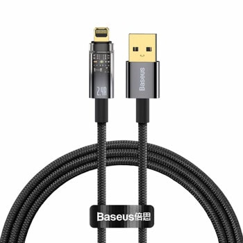 Кабел Baseus Explorer, от USB A(м) към Lightning (м), 1m, черен | JAR Computers кабел baseus explorer usb a m to lightning m