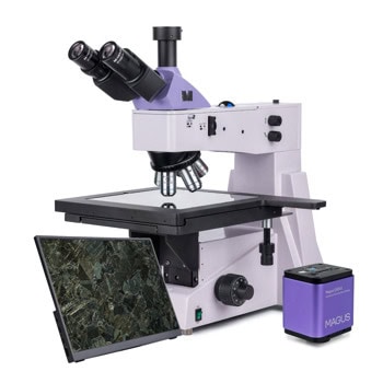 Металургичен тринокулярен цифров микроскоп MAGUS Metal D600 BD, 50-800x оптично увеличение, 30mm диаметър на тръбата на окуляра, халогенно осветление, цифрова камера MAGUS CHD40, течнокристален монитор MAGUS MCD40 | JAR Computers MAGUS Metal D650 BD LCD