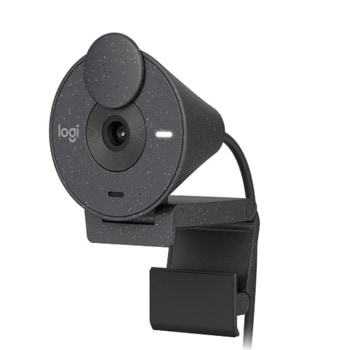 Уеб камера Logitech Brio 300 (960-001436), микрофон, Full HD (1920x1080@30fps), USB-C, сива | JAR Computers уеб камера logitech brio 300 graphite 960-001436