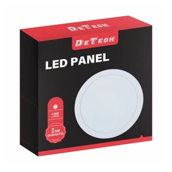 led панел за вграждане detech 18w 6500k кръг 77015