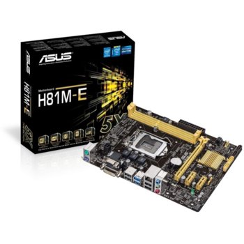 Дънна платка Asus H81M-E, H81, LGA1150, DDR3, PCI-E (DVI), SB7.1, Lan1000, 2x SATA 6Gb/s, 2xUSB3.0, mATX | JAR Computers Asus H81M-E LGA1150 USB3.0