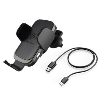 Безжично зарядно устройство Hama FC10 Motion, за кола, USB-C(ж), 5V/9V, 10W, черно | JAR Computers Hama FC10 Motion
