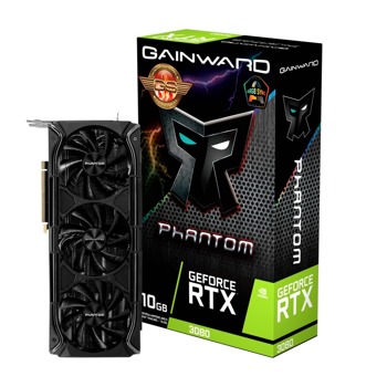 Видео карта Nvidia GeForce RTX 3080, 10GB, Gainward Phantom+ GS (NED3080H19IA-1020M), PCI-E 4.0, GDDR6X, 320-bit, DisplayPort, HDMI, LHR | JAR Computers Gainward NED3080H19IA-1020M