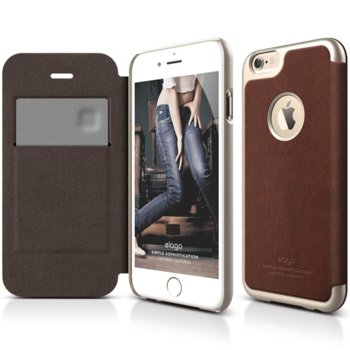 Elago S6 Leather Flip Apple Cut Case