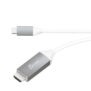 Кабел j5create JCC153G, от USB Type C (м) към HDMI 2.0 (м), 1.8m, бял | JAR Computers j5create JCC153G, USB-C m - HDMI m, 1.8 m, бял