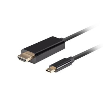 Кабел Lanberg CA-CMHD-10CU-0005-BK, от USB C(м) към HDMI(м), 0.5m, черен | JAR Computers Lanberg CA-CMHD-10CU-0005-BK