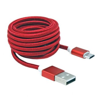 Кабел SBOX USB AM-MICRO-15R, от USB A(м) към USB Micro B(м), 1.5m, сплетена обвивка, червен | JAR Computers SBOX USB AM-MICRO-15R USB A(м) към USB Micro B(м)