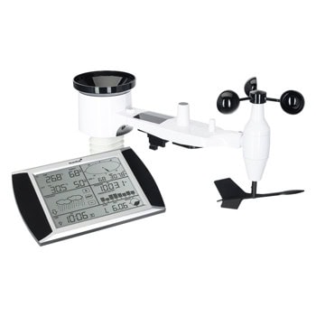 Електронна метеостанция Levenhuk Wezzer PRO LP300, включен 1 бр. безжичен 5-в-1 дистанционен сензор, монохромен екран, термометър, барометър, влагомер, дъждомер, анемометър, часовник, будилник, календар, бяла | JAR Computers Levenhuk Wezzer PRO LP300