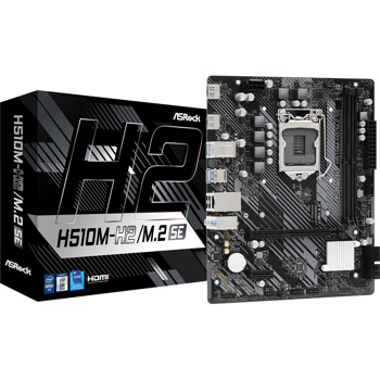Дънна платка ASRock H510M-H2/M.2 SE, H470, LGA1200, DDR4, PCI-E 4.0 (HDMI), 1x M.2, 4x SATA 6Gb/s, 4x USB 3.2 Gen 1 Type-A, Micro ATX | JAR Computers ASRock H510M-H2/M.2 SE