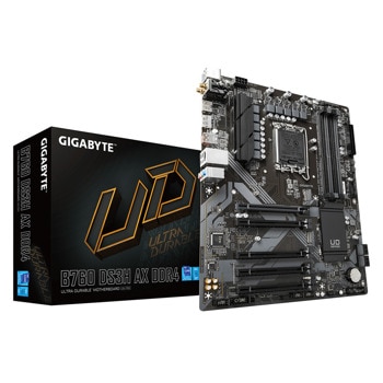 Дънна платка Gigabyte B760 DS3H AX (rev 1.3), B760, LGA1700, DDR4, PCIe 4.0 (DP&HDMI), 2x M.2, 4x SATA 6Gb/s, 1x USB 3.2 Gen2 Type-A, 1x USB 3.2 Gen2x2 Type-C, Wi-Fi 6E, Bluetooth, ATX | JAR Computers Дънна платка Gigabyte B760 DS3H AX DDR4 rev 1.3