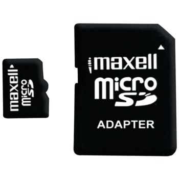 Карта памет 128GB microSDXC, Maxell, с адаптер, Class 10, скорост на четене 80MB/s, скорост на запис 20MB/s | JAR Computers Карта памет Maxell 128GB