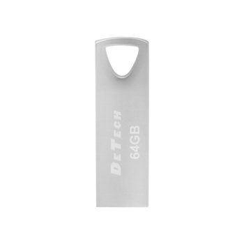 Памет 64GB USB Flash Drive, DeTech, USB 3.0, сребриста | JAR Computers USB Флаш памет DeTech, 64GB, USB 3.0 - 62039