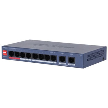 Суич Dahua CS4010-8GT-110, 1000 Mbps, 10 порта, 8x 10/100/1000Mbps RJ45 PoE, 2x 10/100/1000Mbps RJ45 (uplink) | JAR Computers Dahua CS4010-8GT-110